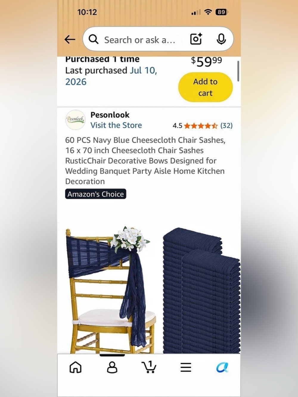 60 PCS Navy Blue Chair Sashes